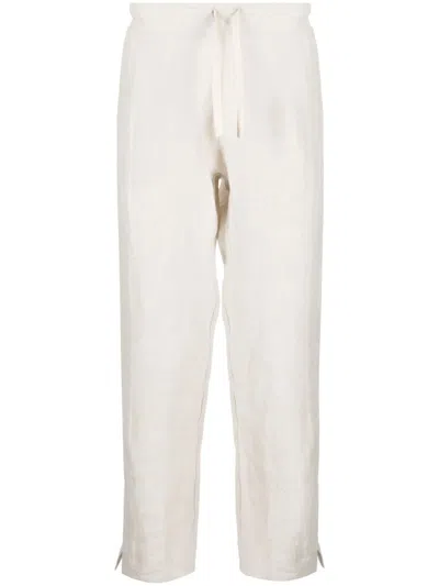 Marane Drawstring Linen Tapered Trousers In Neutrals