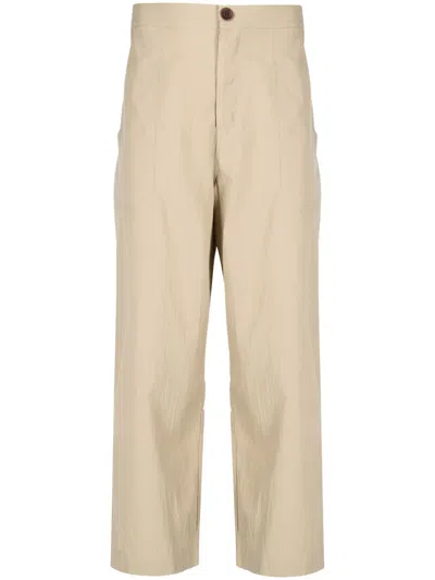 Marane El Pepe Straight-leg Recycled-cotton Trousers In Brown