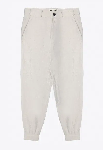 Marane Gaucho Linen Pants In Beige