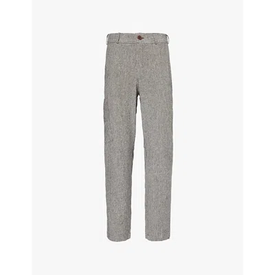 Marane Mens Grey Marl Gaucho Linen And Silk-blend Trousers