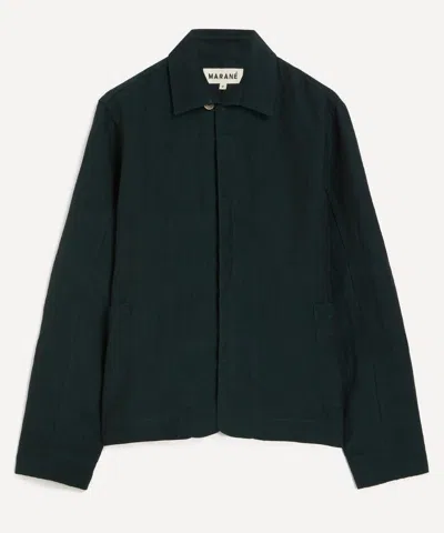 Marane Mens Dark Teal Linen-cotton Jacket In Blue