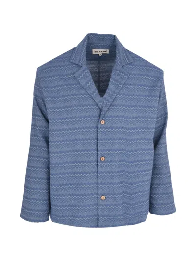 Marane Seba Weave Patterned Shirt In Blue
