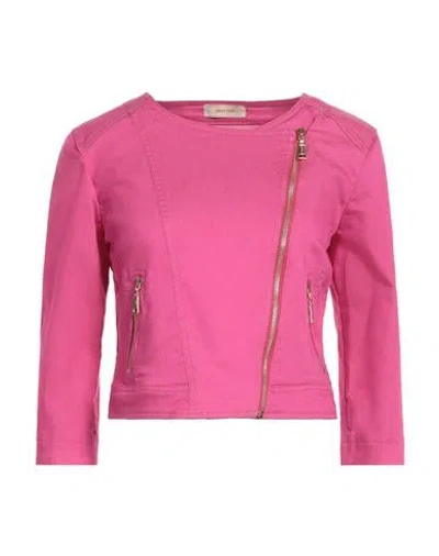 Marani Jeans Woman Denim Outerwear Fuchsia Size 10 Cotton, Polyester, Elastane In Pink