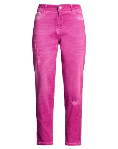 Marani Jeans Woman Jeans Magenta Size 6 Cotton, Elastane In Pink