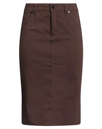 Marani Jeans Woman Midi Skirt Dark Brown Size 10 Cotton, Polyamide, Elastane