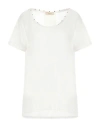 Marani Jeans Woman T-shirt Ivory Size M Linen In White
