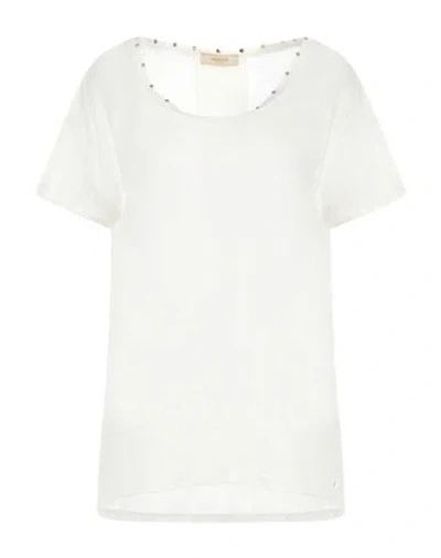 Marani Jeans Woman T-shirt Ivory Size M Linen In White