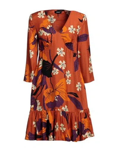 Marani Woman Mini Dress Orange Size 4 Viscose, Silk
