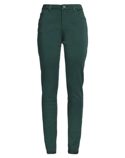 Marani Woman Pants Dark Green Size 32 Cotton, Polyester, Elastane In Green