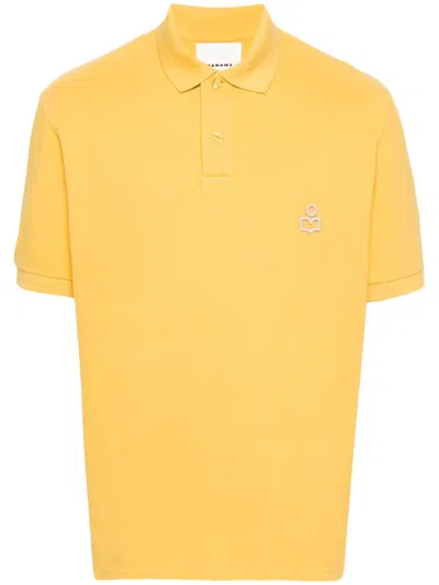 Marant Afko Cotton Polo Shirt In Yellow & Orange