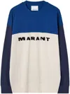 Isabel Marant Color-block Long-sleeve T-shirt With Bold Lettering In Blue