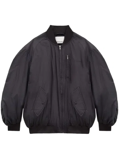 Isabel Marant Logo-embroidered Padded Bomber Jacket In Black