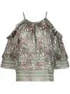 Isabel Marant Cold-shoulder Graphic-print Top In White