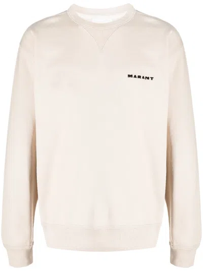 Marant Embroidered-logo Sweatshirt In Nude