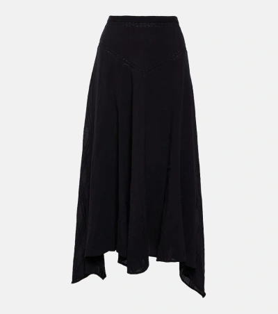Marant Etoile Aline Pleated Cotton-blend Midi Skirt In Black