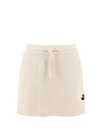Isabel Marant Étoile Cotton Blend Skirt With Embroidered Logo In White