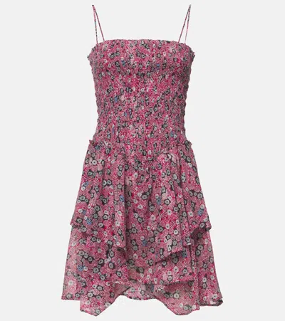Isabel Marant Étoile Anka Printed Smocked Cotton Minidress In Multicoloured