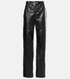 Isabel Marant Étoile Isabel Marant Etoile Women's Black Ariete Crinkled-texture Straight-leg High-rise Faux-leather Trous In Black
