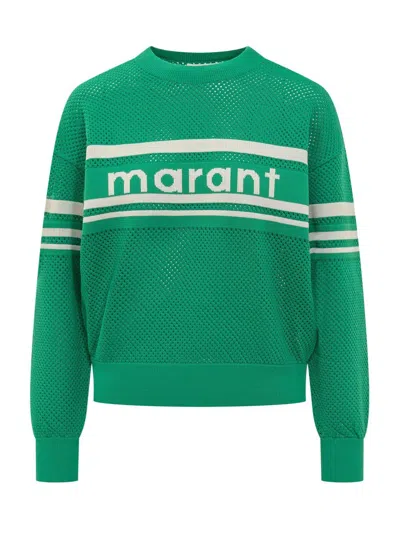 Marant Etoile Arwen Striped Intarsia Open-knit Jumper In Green