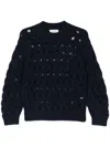 Isabel Marant Étoile Aurelia Blue Crewneck Swerater In Perforated Wool Blend