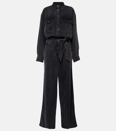 Isabel Marant Étoile Belted Denim Jumpsuit In Black
