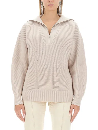 Isabel Marant Étoile Benny Half-zipped Knitted Jumper In Beige
