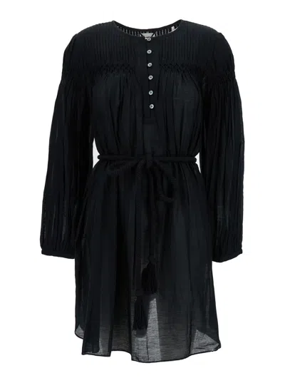 Marant Etoile Black Adeliani Mini Dress In Cotton Blend Woman