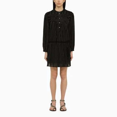 Marant Etoile Black Striped Cotton Chemisier Dress