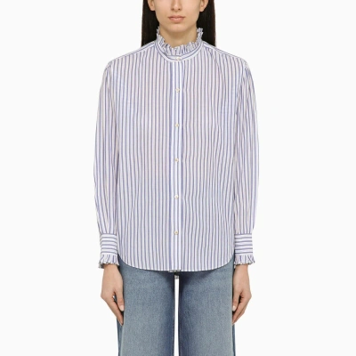 Marant Etoile Blue Striped Cotton Shirt In Ae Azure