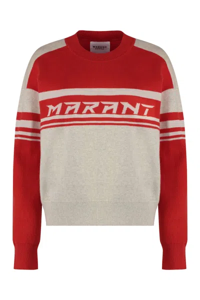 Marant Etoile Callie Cotton Blend Crew-neck Sweater In Red