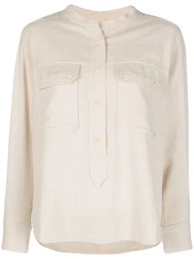 Isabel Marant Étoile Collarless Buttoned Shirt In Neutrals