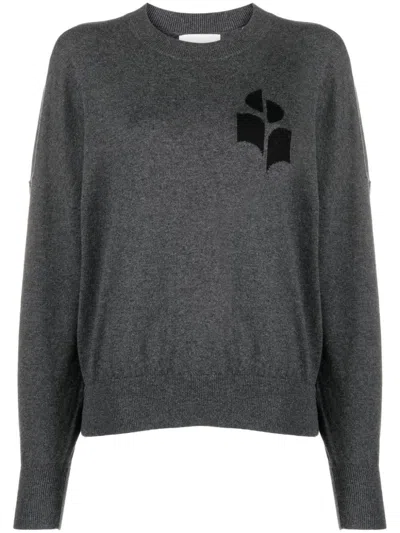 Isabel Marant Étoile Atlee Intarsia-knit Logo Jumper In Charcoal Grey