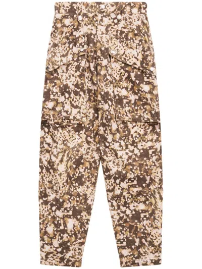 Isabel Marant Étoile Cotton Tapered Trousers In Khaki