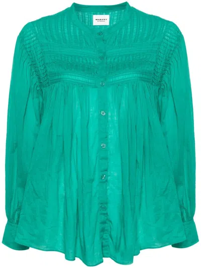 Isabel Marant Étoile 'plalia' Green Shirt With Embroideries In Cotton Woman In グリーン