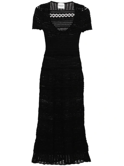 Marant Etoile Crochet Knit Dress In Black  