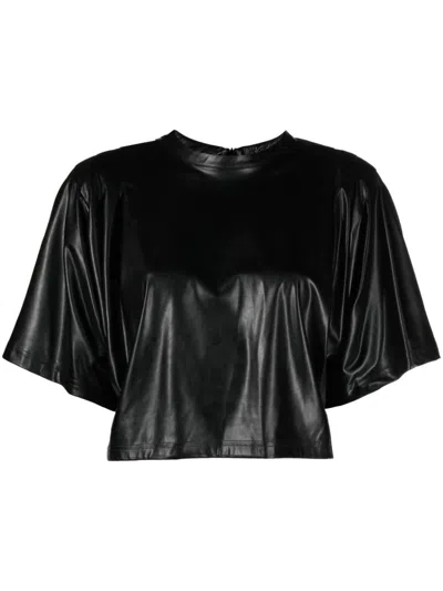 Isabel Marant Étoile Cropped Faux-leather Top In Black
