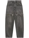 Isabel Marant Étoile Decorative Zip-detailing Tapered Jeans In Grey