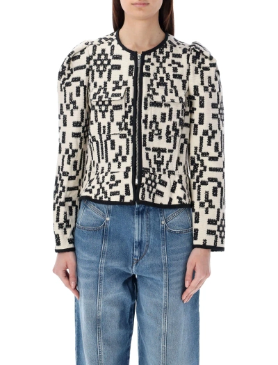 Marant Etoile Deliona Zip-up Jacket In Black White