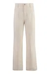 Isabel Marant Étoile Cotton Trousers With Belt Loops And Wide Leg In Ecru