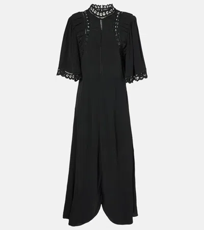 Isabel Marant Étoile Elidia Lace-trimmed Midi Dress In Black