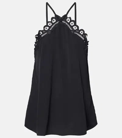 Isabel Marant Étoile Elva Embroidered Crêpe Top In Black