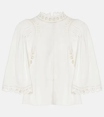 Isabel Marant Étoile Enoha Broderie Anglaise Crêpe Blouse In White