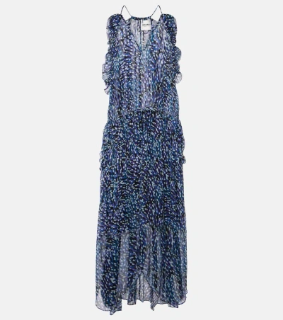 Isabel Marant Étoile Fadelo Printed Muslin Midi Dress In Blue