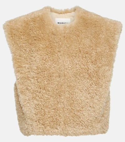 Marant Etoile Shearling Sleeveless Gilet In Neutrals