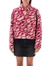 Isabel Marant Étoile Cropped Jacket Patterned Chest Pockets In Raspberry Beige