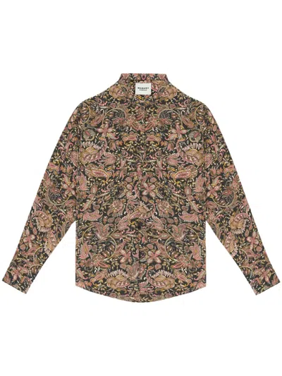 Isabel Marant Étoile Floral-print Shirt In Black-ochre