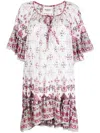 Isabel Marant Étoile Geometric-print Short-sleeve Dress In Weiss