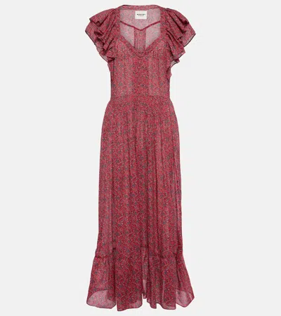 Marant Etoile Godralia Printed Cotton Midi Dress In Red