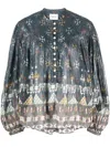 Isabel Marant Étoile Graphic-print Button-up Blouse In Blau