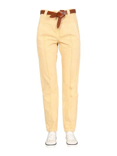 Marant Etoile High Waist Skinny Jeans In Yellow